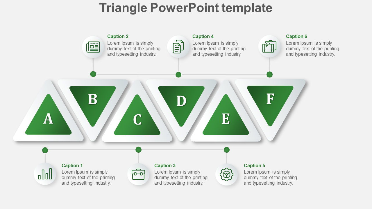 Free - Use Triangle PowerPoint Template In Green Color Slide